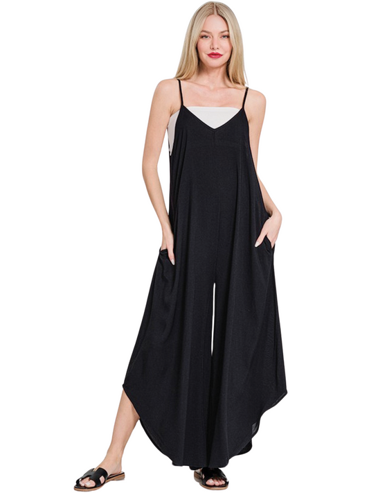 Wide Leg Overalls with Pockets